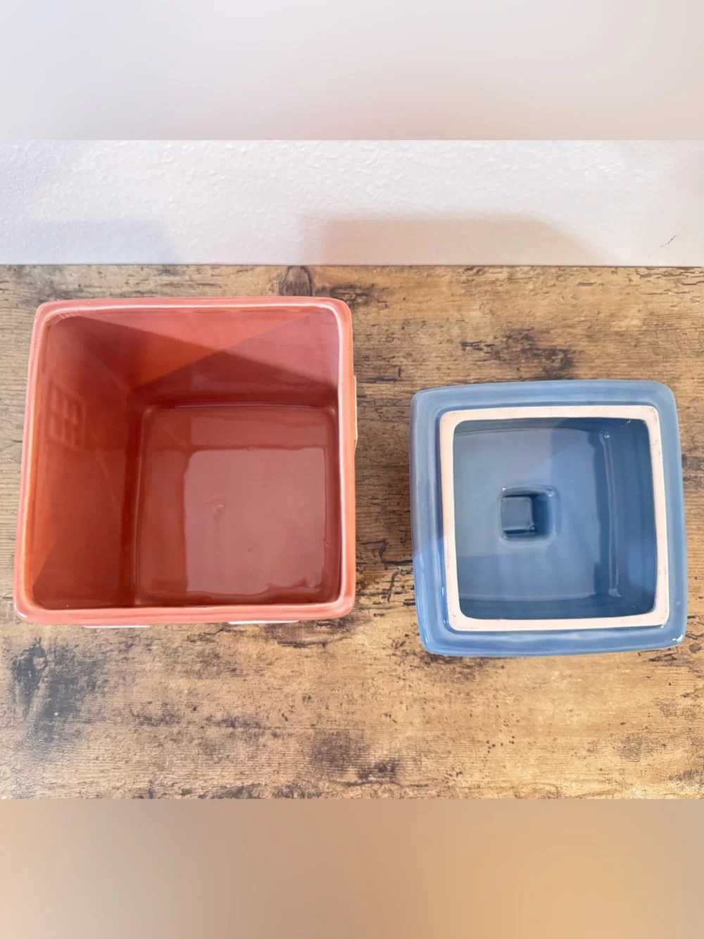 Cottage House Canister Set | Sugar & Tea | Pink & Blue